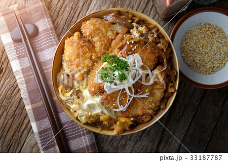 Katsudon or Japanese style fried pork. Katsudon or Japanese style fried pork. 33187787