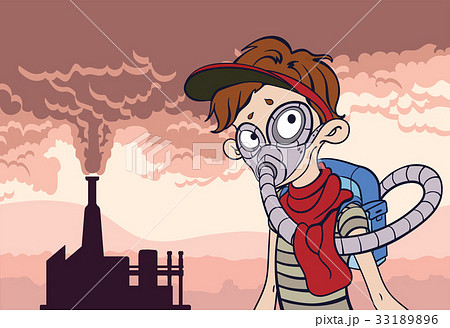 Environmental pollution poster. Smoke from a 33189896