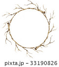Watercolor wreath of dry autumn/winter branches 33190826