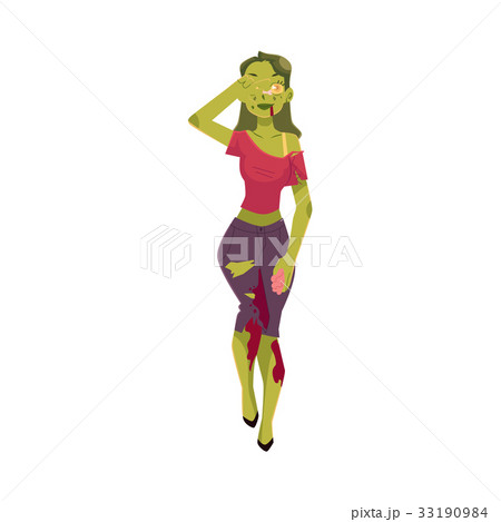 Girl, woman dressed as zombie monster, Halloween 33190984