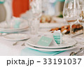 Mint macarons  served on empty dinner plate 33191037