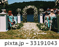 Path to wedding altar covered with white petals 33191043