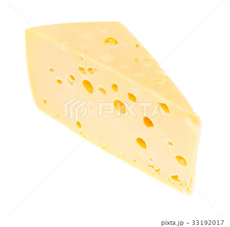 Piece of hard cheese on white background 33192017