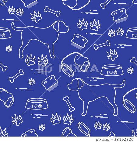pattern with dog silhouette, bowl, traces, bone 33192326
