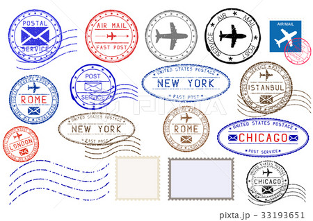 New York mail stamps. Colored set of round impress - Stock Illustration  [30037409] - PIXTA