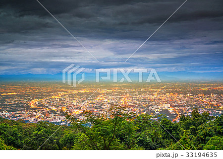 Twilight on Doi Suthep view point at Chiang mai  33194635