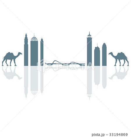 United Arab Emirates skyscrapers silhouette United Arab Emirates skyscrapers silhouette 33194869