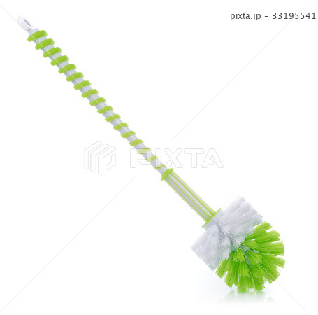 Plastic green toilet brush isolated on white 33195541