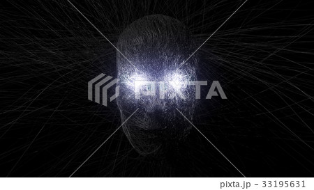 3d illustration of wraith face with growing fibres 33195631