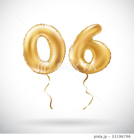 vector Golden number 06 zero six metallic balloon vector Golden number 06 zero six metallic balloon 33196796