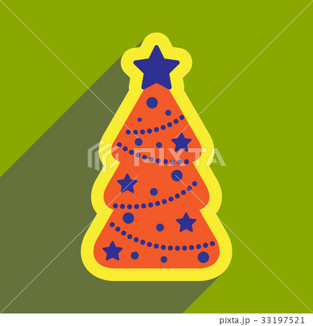 flat icon with long shadow Christmas tree 33197521