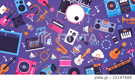 Seamless Pattern Music Instruments And Equipment 33197688