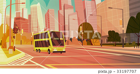 City Street Skyscraper Buildings Road View Modern City Street Skyscraper Buildings Road View Modern 33197707