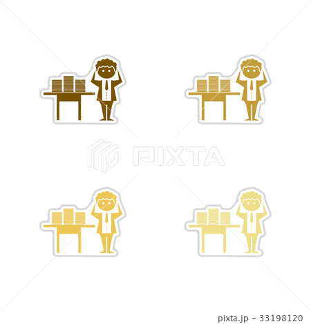 Set of paper stickers on white background office 33198120