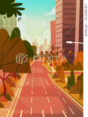 City Street Skyscraper Buildings View Modern 33198161