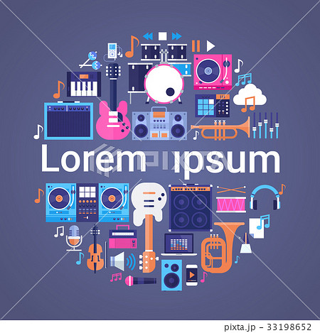 Music Instruments And Equipment Electronics Icons Music Instruments And Equipment Electronics Icons 33198652