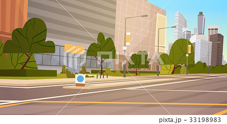 City Street Skyscraper Buildings View Modern 33198983