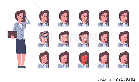 Female Smiling Emotion Icons Set Isolated Avatar Female Smiling Emotion Icons Set Isolated Avatar 33199382