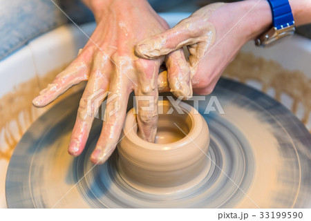 Pottering - creating a clay cup in process Pottering - creating a clay cup in process 33199590