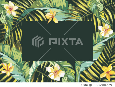 Tropical leafs composition background. Flat shapes Tropical leafs composition background. Flat shapes 33200779