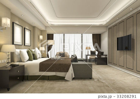 luxury modern bedroom suite in hotel and resort 33208291