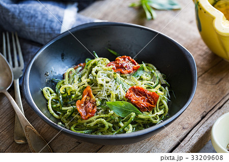 Zucchini Pasta in Pesto sauce 33209608
