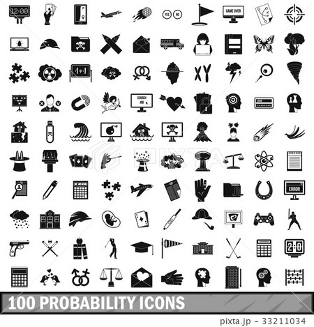 100 probability icons set, simple styleのイラスト素材 [33211034] - PIXTA
