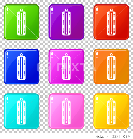 Thermometer indicates low temperature icons 9 set - Stock Illustration ...