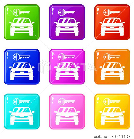 Car and key icons 9 set 33211133