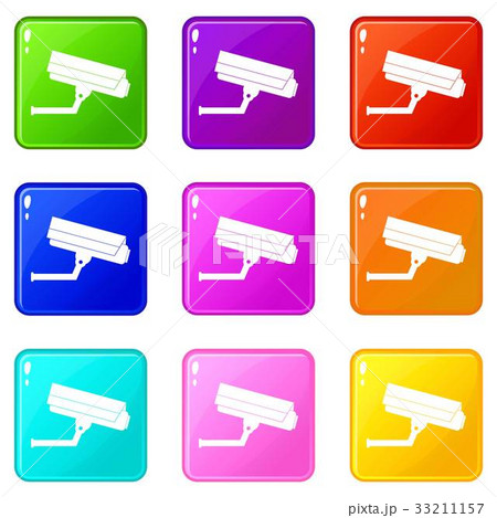 Surveillance camera icons 9 set Surveillance camera icons 9 set 33211157