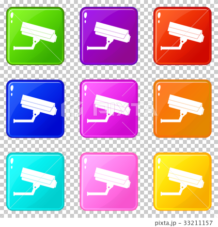 Surveillance camera icons 9 set Surveillance camera icons 9 set 33211157