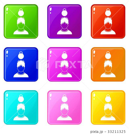 Man with the weight over head icons 9 set Man with the weight over head icons 9 set 33211325