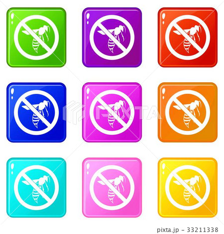 No wasp sign icons 9 set 33211338
