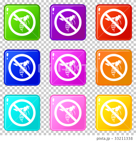 No wasp sign icons 9 set 33211338