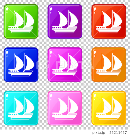 Big yacht icons 9 set 33211437