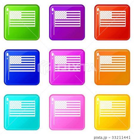 American flag icons 9 set 33211441
