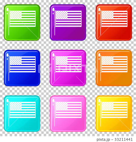 American flag icons 9 set 33211441