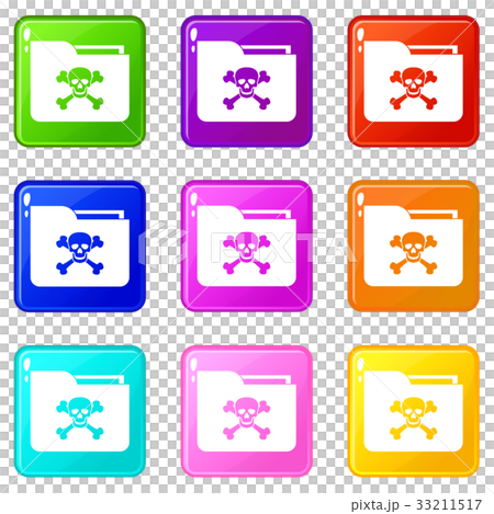 File folder with a skull icons 9 set 33211517