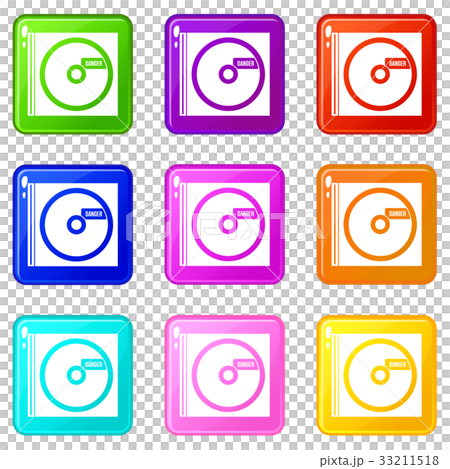 CD with danger lettering icons 9 set 33211518