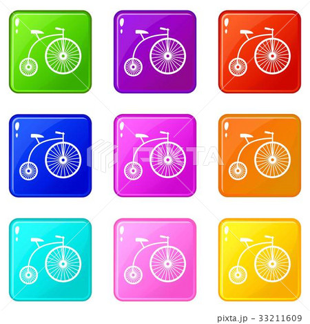 Penny-farthing icons 9 set 33211609