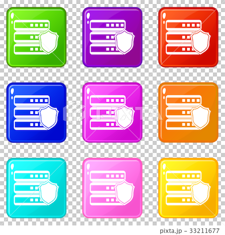 Database with gray shield icons 9 set 33211677