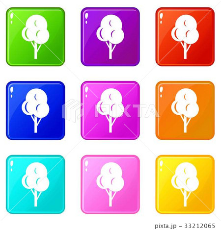 Autumn tree icons 9 set 33212065