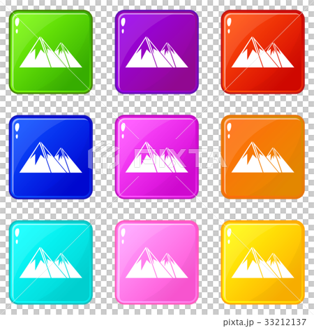 Mountains with snow icons 9 set Mountains with snow icons 9 set 33212137