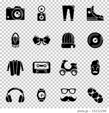 Hipster symbols icons set, simple style 33212290