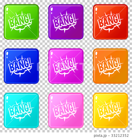 Bang, speech bubble explosion icons 9 set 33212352
