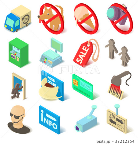 Shop navigation foods icons set, isometric style 33212354