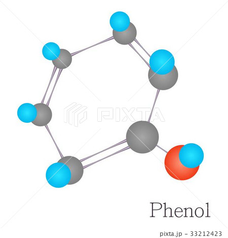 Phenol 3D molecule chemical science, cartoon style 33212423