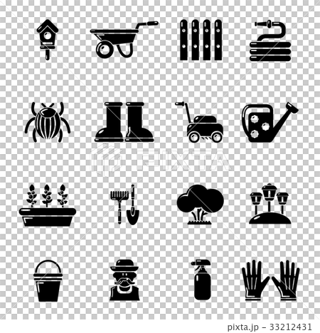 Gardener icons set, simple style Gardener icons set, simple style 33212431