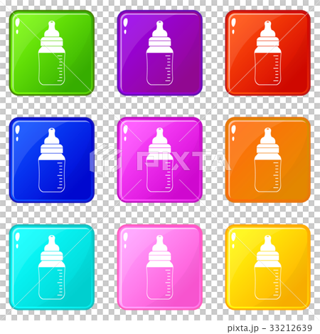 Baby milk bottle icons 9 set Baby milk bottle icons 9 set 33212639