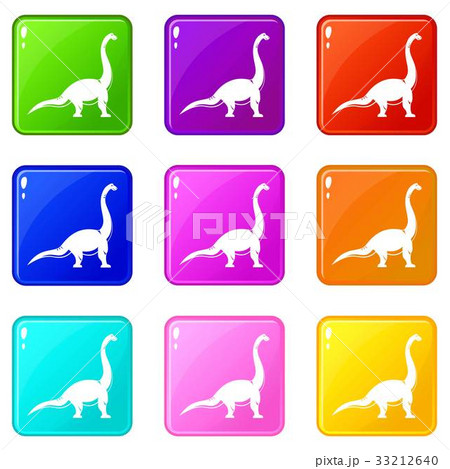 Brachiosaurus dinosaur icons 9 set Brachiosaurus dinosaur icons 9 set 33212640